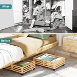 Bamboo Under Bed Storage Bins with Wheels