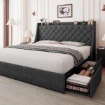 Feonase Upholstered Queen Bed Frame with Storage