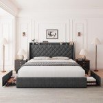 Feonase Upholstered Queen Bed Frame with Storage