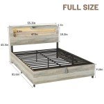 Lift-Up Storage Bed Frame with Charging Station