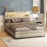 Lift-Up Storage Bed Frame with Charging Station