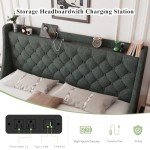Feonase Upholstered Queen Bed Frame with Storage
