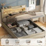 Lift-Up Storage Bed Frame with Charging Station