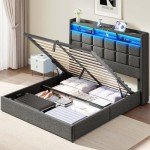 Lift Up Full Size Bed Frame with Storage