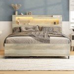 Lift-Up Storage Bed Frame with Charging Station
