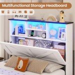 Farmhouse Twin Bed Frame with Storage & LED Lights