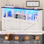 Farmhouse Twin Bed Frame with Storage & LED Lights