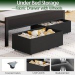 Grey Upholstered Twin Bed Frame with Charging Station