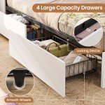 Farmhouse Twin Bed Frame with Storage & LED Lights