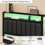 Grey Upholstered Twin Bed Frame with Charging Station
