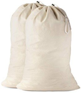 Heavy Duty Cotton Laundry Bags with Drawstring - 2-Pack