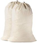 Heavy Duty Cotton Laundry Bags with Drawstring - 2-Pack