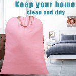 Extra Large Canvas Laundry Bags with Handles - Pink