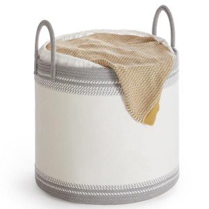 90L Dove Gray Laundry Hamper with Lid and Handles