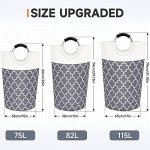 Grey 75L Collapsible Laundry Basket with Handles