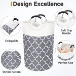 Grey 75L Collapsible Laundry Basket with Handles