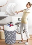 Grey 75L Collapsible Laundry Basket with Handles