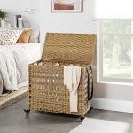 SONGMICS 3-Section Laundry Hamper with Lid and Wheels