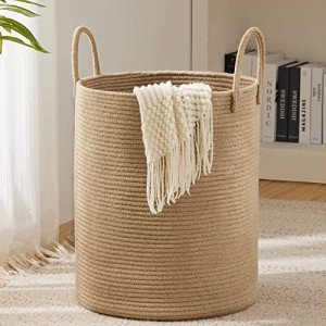 Tall Jute Rope Laundry Hamper Basket - 58L