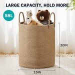 Tall Jute Rope Laundry Hamper Basket - 58L