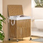 Rolling Laundry Hamper with Lid and Divider