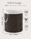 Round Rattan Laundry Hamper with Removable Bags