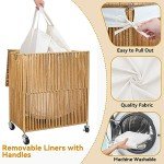 Rolling Laundry Hamper with Lid and Divider