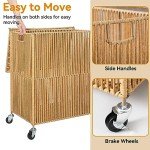 Rolling Laundry Hamper with Lid and Divider
