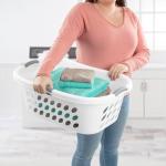 6 Pack Plastic Laundry Hamper Baskets - White