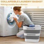 Collapsible Laundry Basket with Handles - Grey