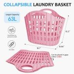Collapsible 63L Laundry Basket - Pink, 2 Pack