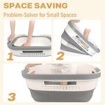 Collapsible Laundry Basket with Handles - Grey
