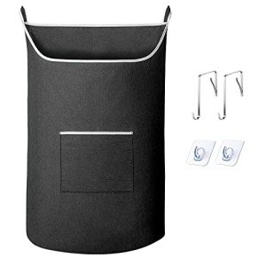 XL Black Hanging Laundry Hamper Bag - 36x22 Inch