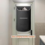 XL Black Hanging Laundry Hamper Bag - 36x22 Inch