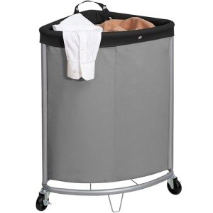Corner Laundry Hamper 110L with Rolling Cart
