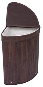BIRDROCK HOME Bamboo Corner Laundry Hamper with Lid
