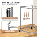 Beige Rolling Laundry Hamper with Steel Frame