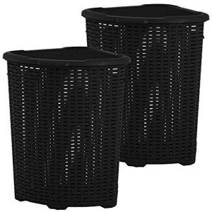 Triangle Plastic Laundry Hamper with Lid - 2 Pack