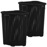 Triangle Plastic Laundry Hamper with Lid - 2 Pack