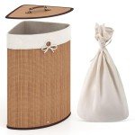 Bamboo Triangle Corner Laundry Hamper with Lid