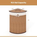 Bamboo Triangle Corner Laundry Hamper with Lid