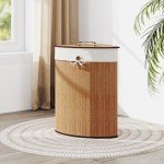 Bamboo Triangle Corner Laundry Hamper with Lid