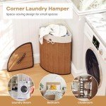 Bamboo Triangle Corner Laundry Hamper with Lid