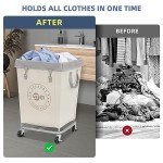 Heavy-Duty Steel Frame Laundry Hamper with Wheels