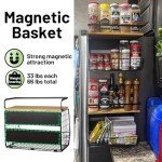 2-Pack Magnetic Fridge Shelves with Wood Lids