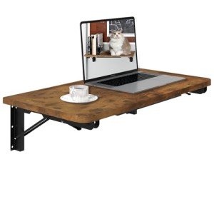 Rustic Wall-Mounted Folding Table for Small Spaces
