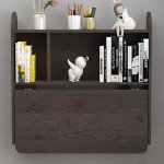 Bixiaomei Wall-Mounted Drop-Leaf Desk with Shelves - Dark Grey