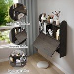 Bixiaomei Wall-Mounted Drop-Leaf Desk with Shelves - Dark Grey