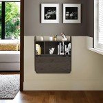 Bixiaomei Wall-Mounted Drop-Leaf Desk with Shelves - Dark Grey