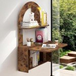 Floating Drop-Leaf Desk with Shelves - Rustic Brown
